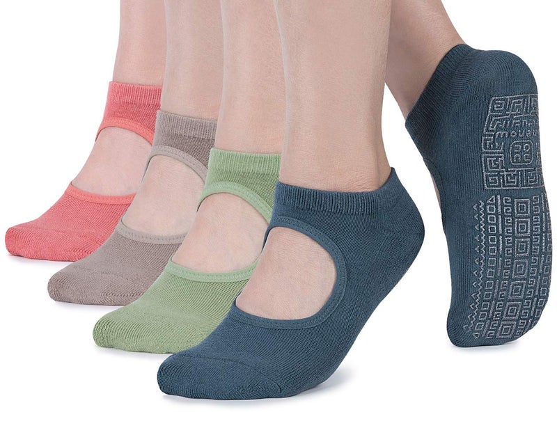 unenow Non Slip Grip Yoga Socks for Women with Cushion for Pilates, Barre, Dance - Image 1
